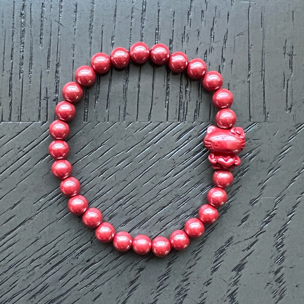 HK cinnabar bracelet 6mm SIZE 6.25’